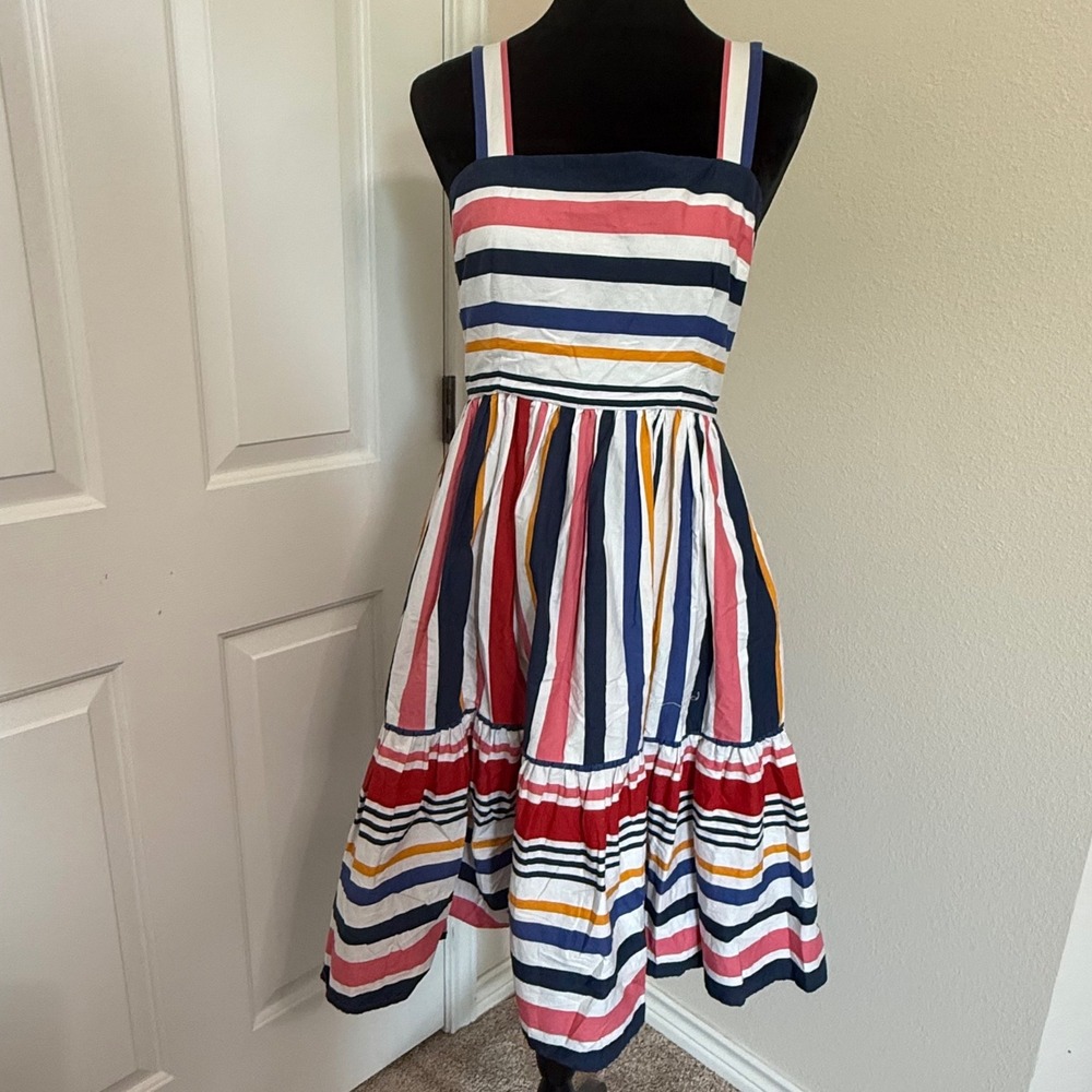 Vince Camuto Striped Fit and Flare Midi Dress Multicolor Size 4